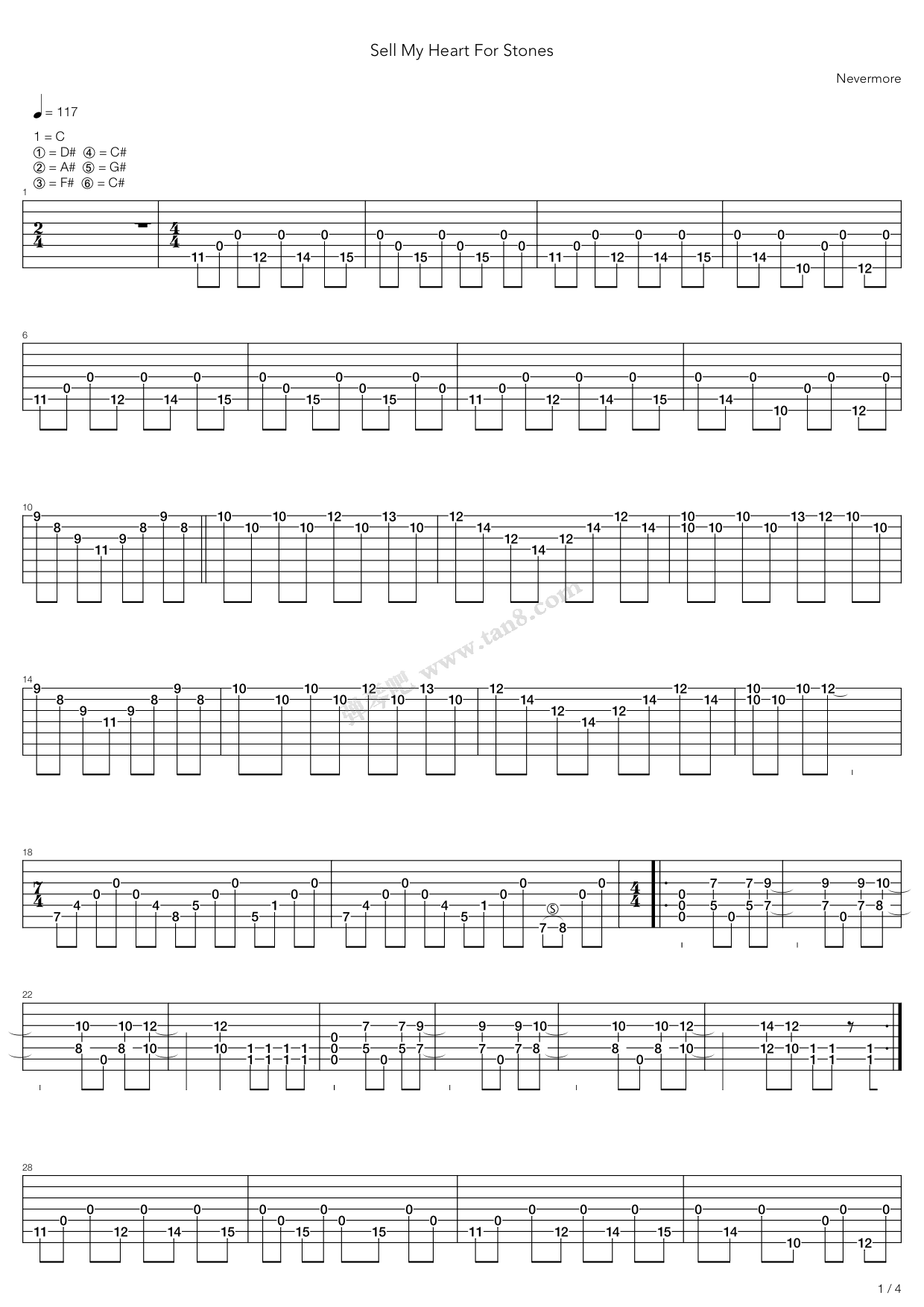 《Sell My Heart For Stones》吉他谱-C大调音乐网