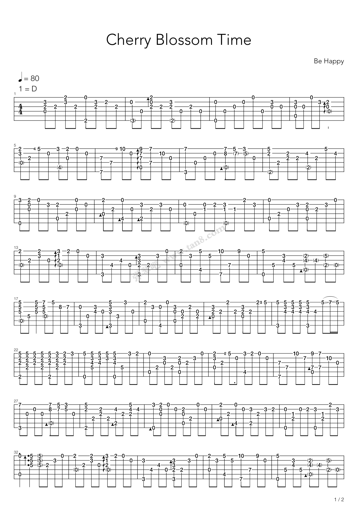 《Cherry Blossom Time(樱花盛开的时候)》吉他谱-C大调音乐网