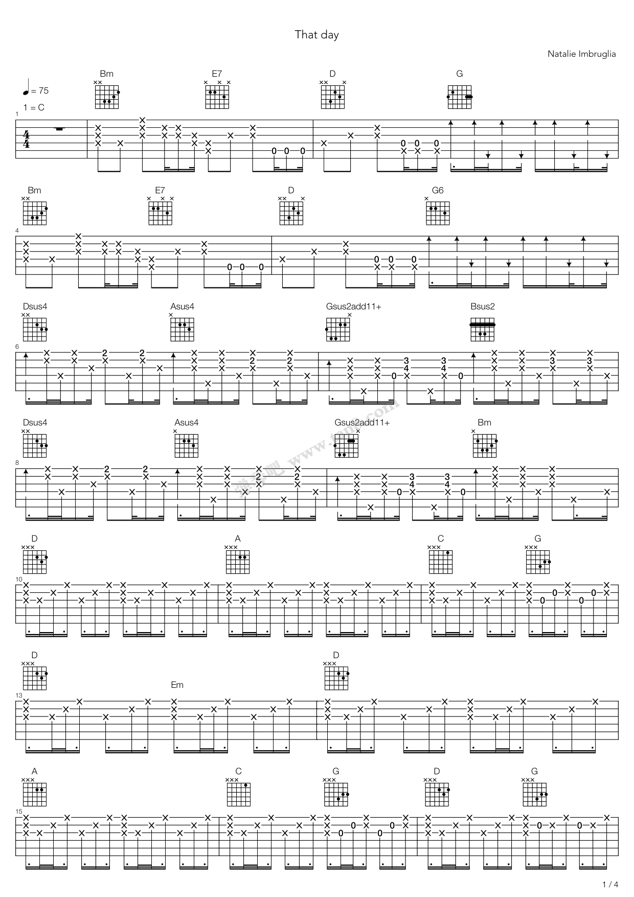 《That Day》吉他谱-C大调音乐网