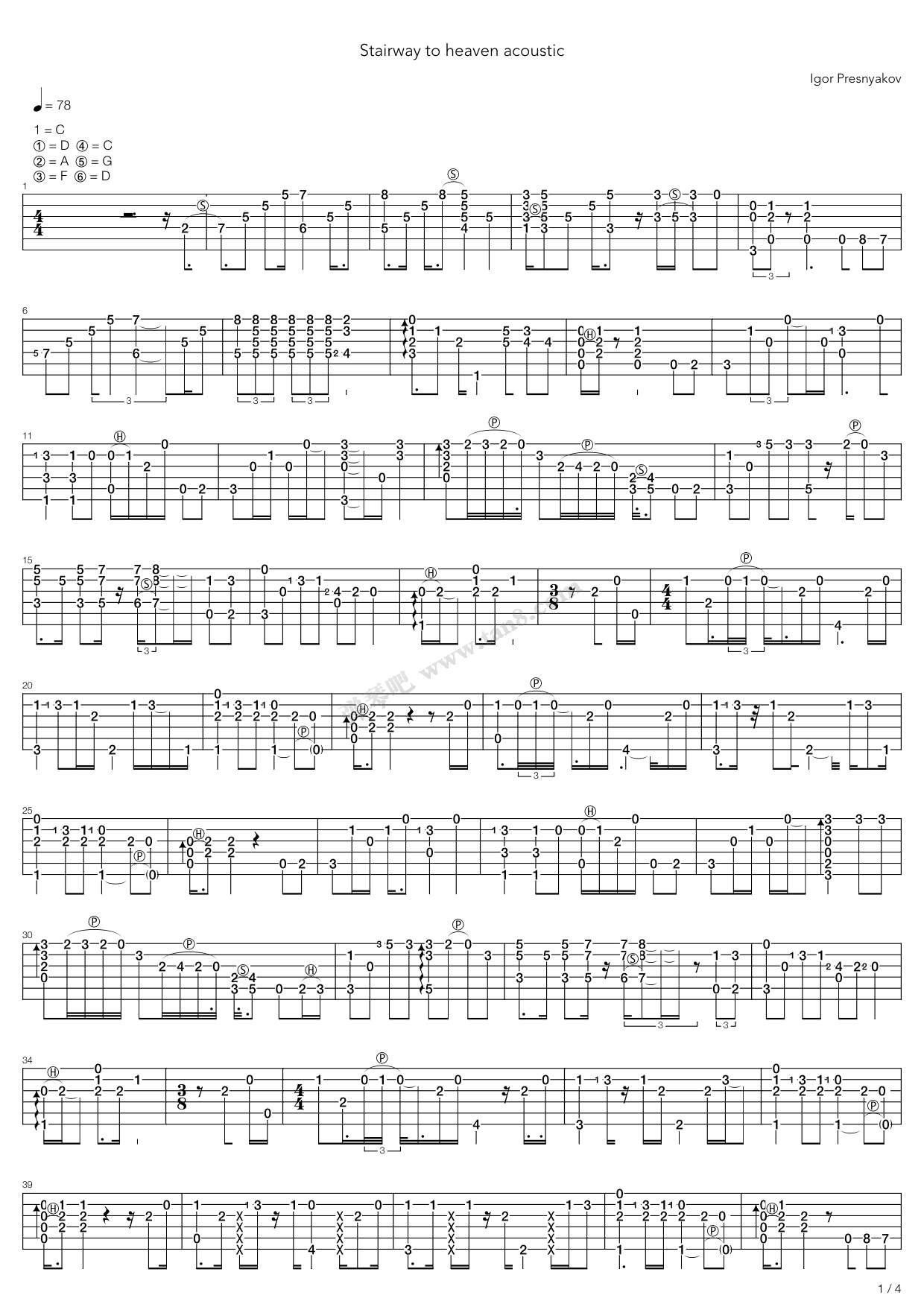 《Stairway to heaven》吉他谱-C大调音乐网