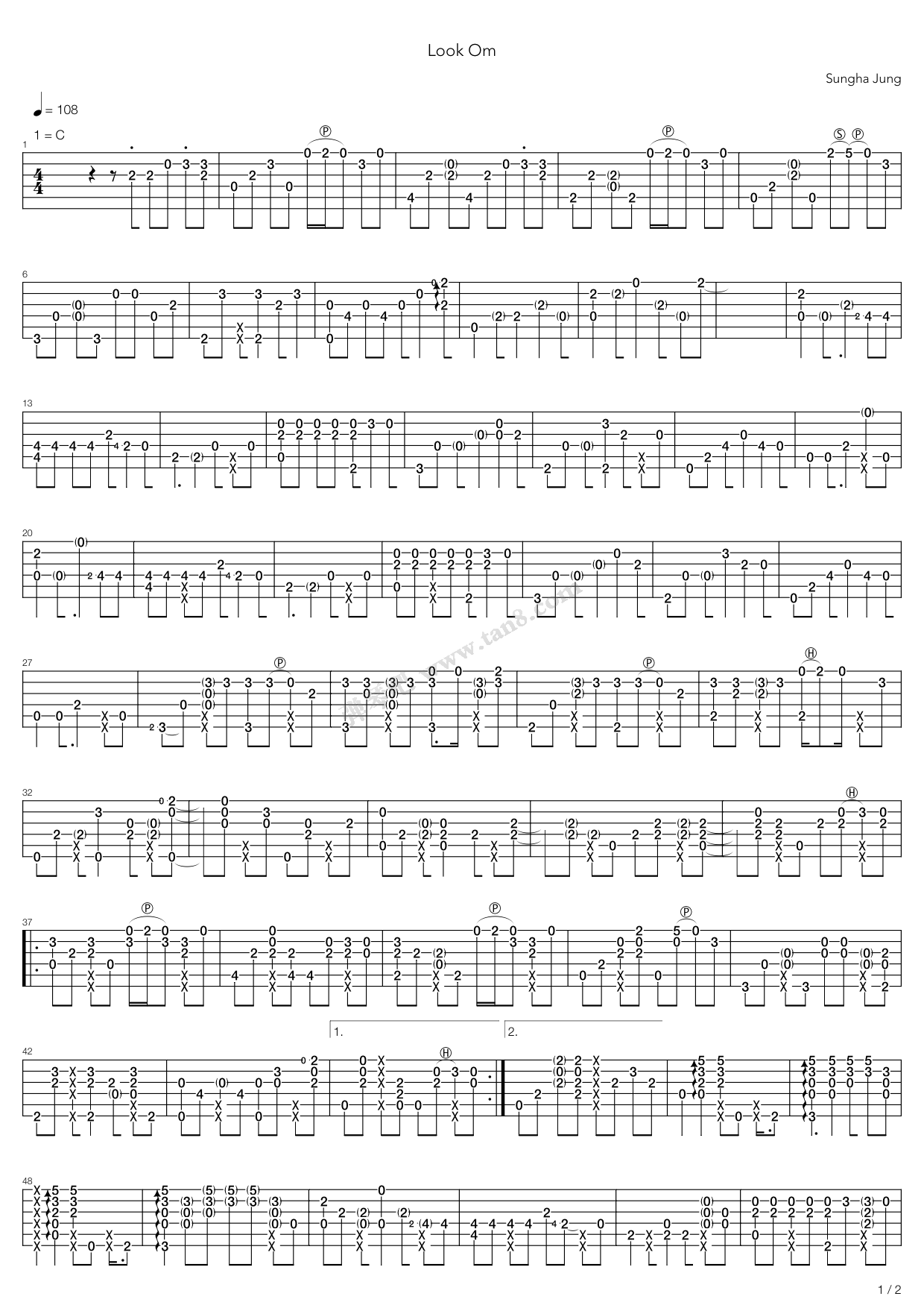 《Look Om（指弹版，郑成河）》吉他谱-C大调音乐网
