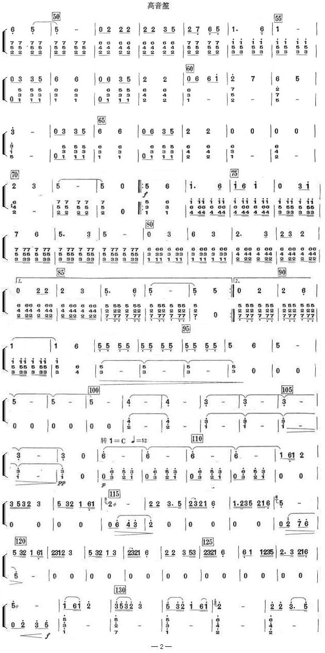《中国电影音乐联奏-民乐合奏(高音笙分谱)》吉他谱-C大调音乐网