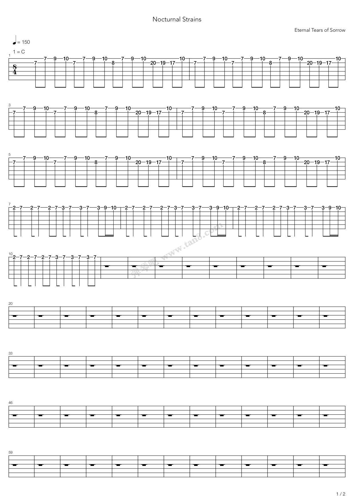 《Nocturnal Strains》吉他谱-C大调音乐网