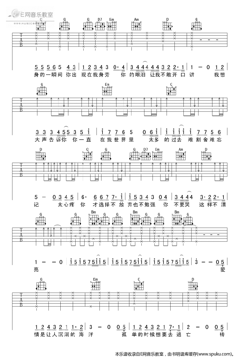 《我想大声告诉你-樊凡(电视剧《蜗居》片尾曲吉他谱)》吉他谱-C大调音乐网