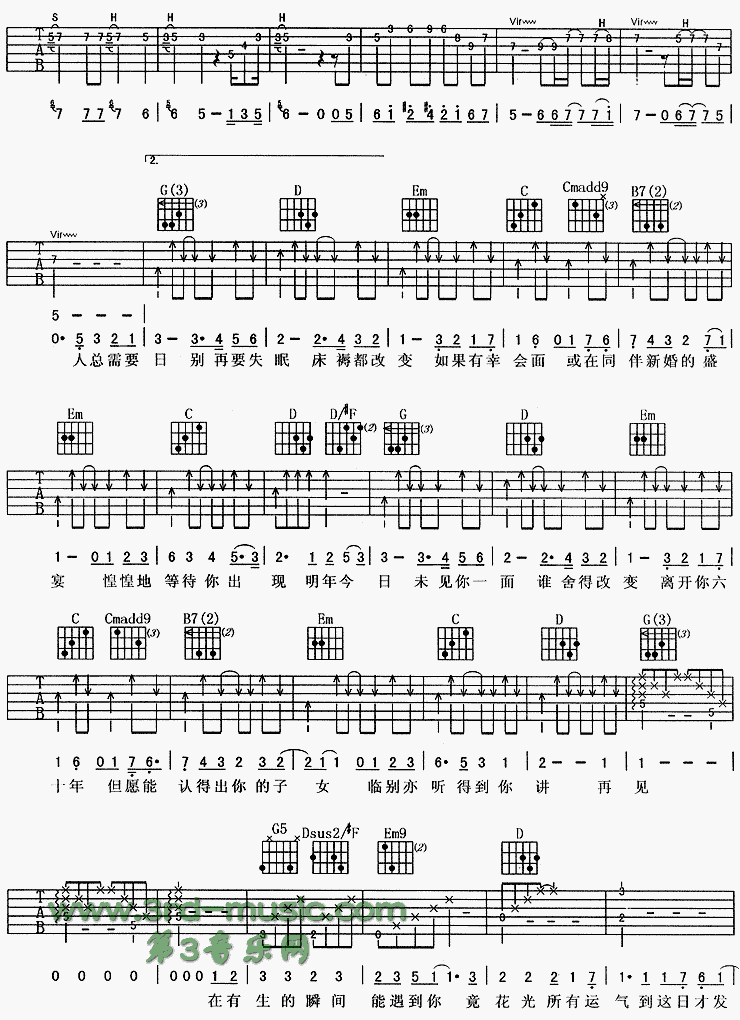 《明年今日(《精贼先生》主题歌、粤语)》吉他谱-C大调音乐网