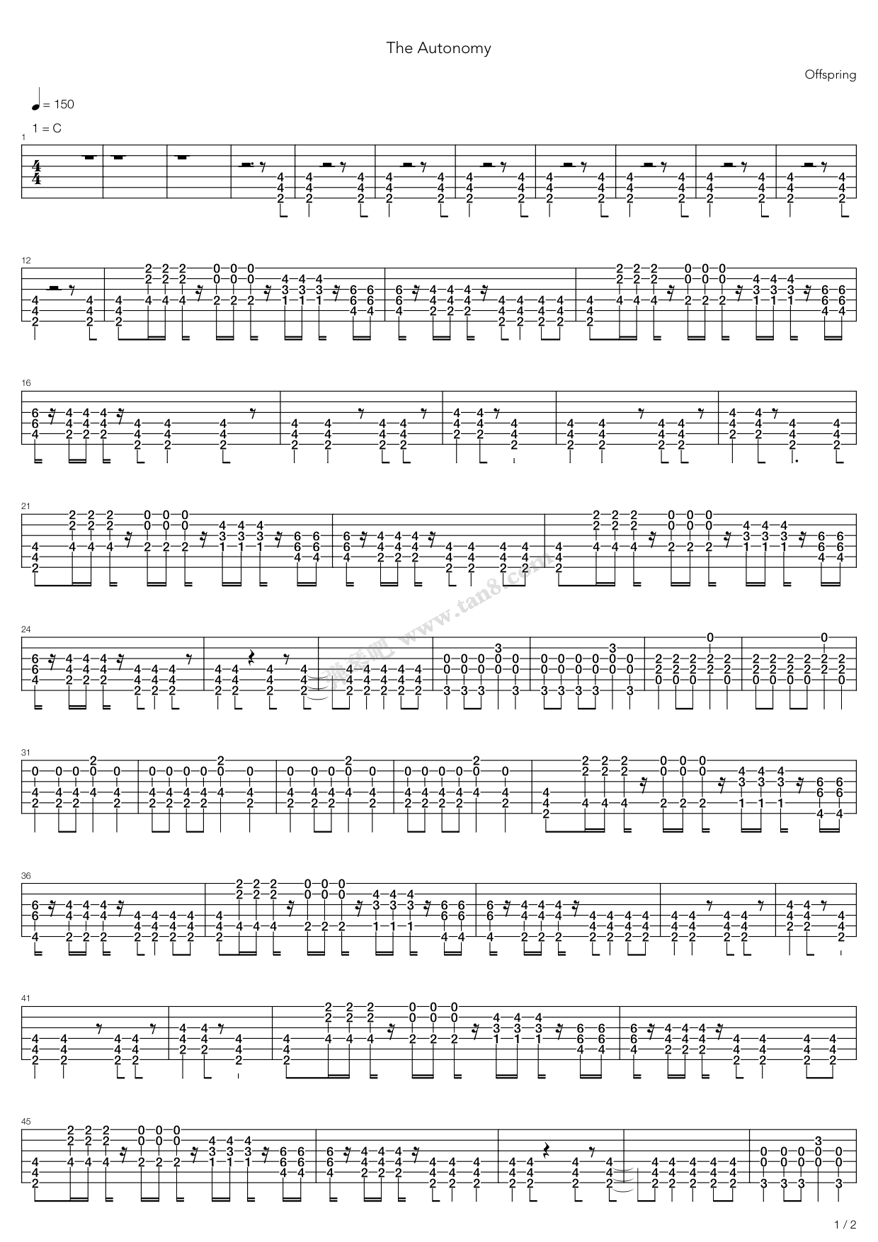 《Autonomy》吉他谱-C大调音乐网