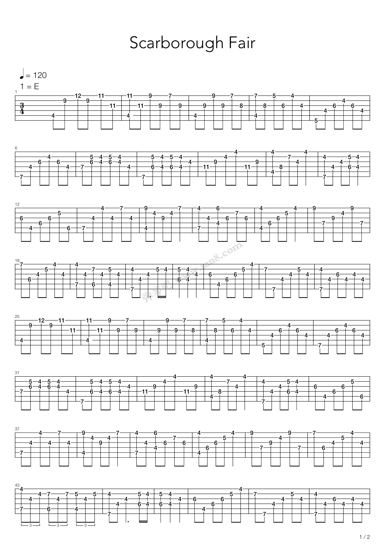 《Scarborough Fair》吉他谱-C大调音乐网