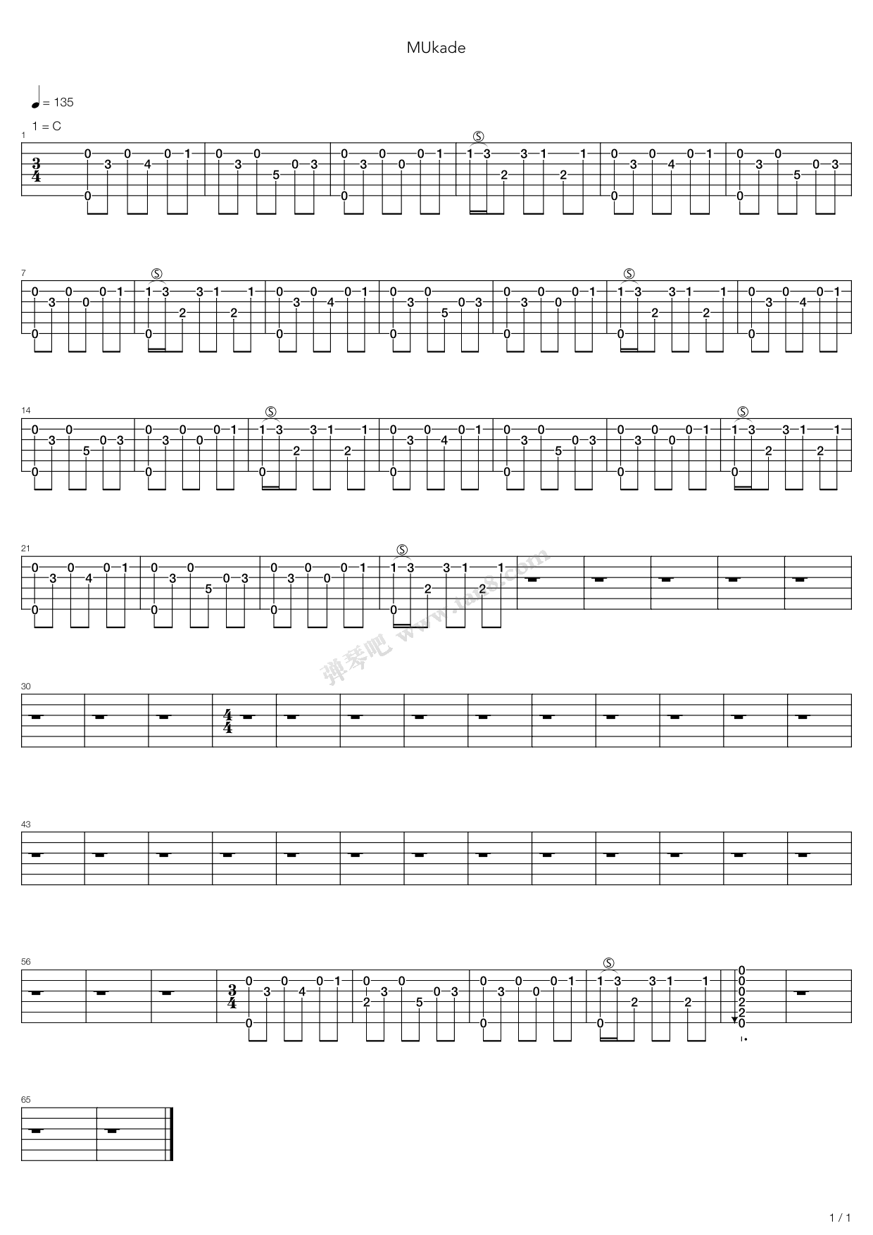 《Mukade》吉他谱-C大调音乐网