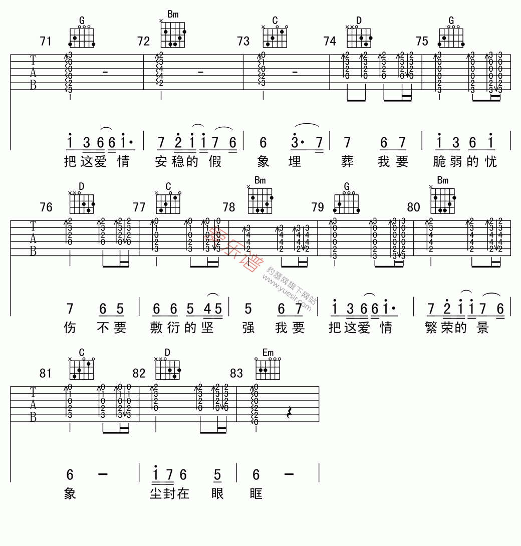 《小昔米《忧伤倒数》》吉他谱-C大调音乐网