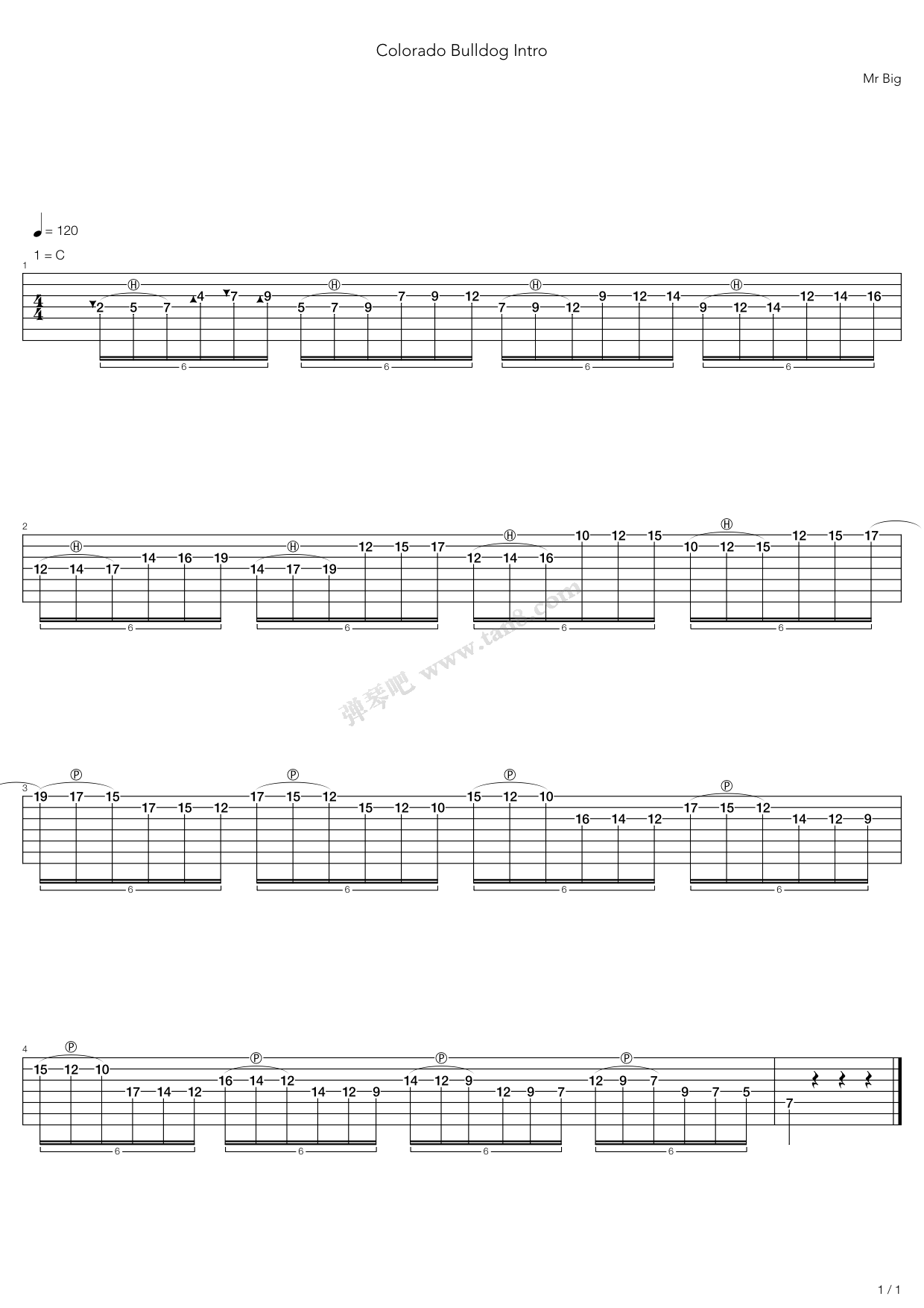 《Colorado Bulldog》吉他谱-C大调音乐网