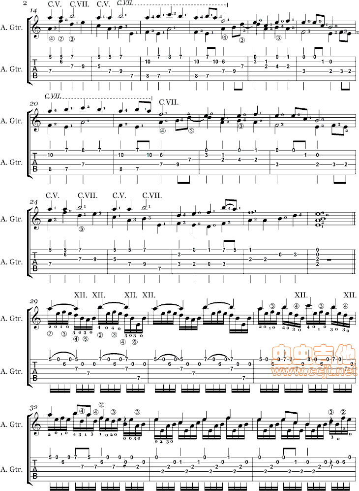 杨雪霏版_樱花变奏曲(Sakura)-C大调音乐网