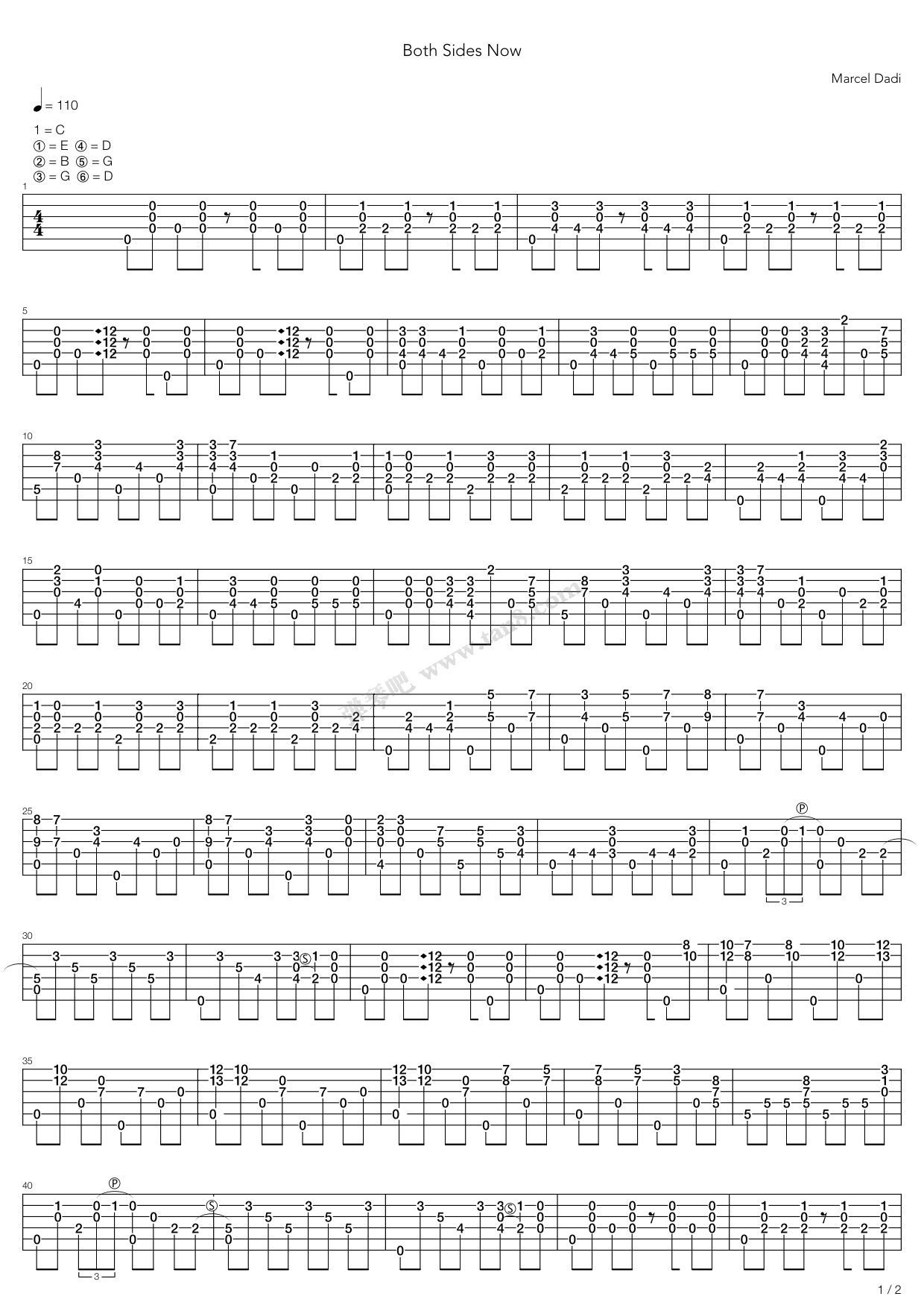 《Both Sides Now》吉他谱-C大调音乐网
