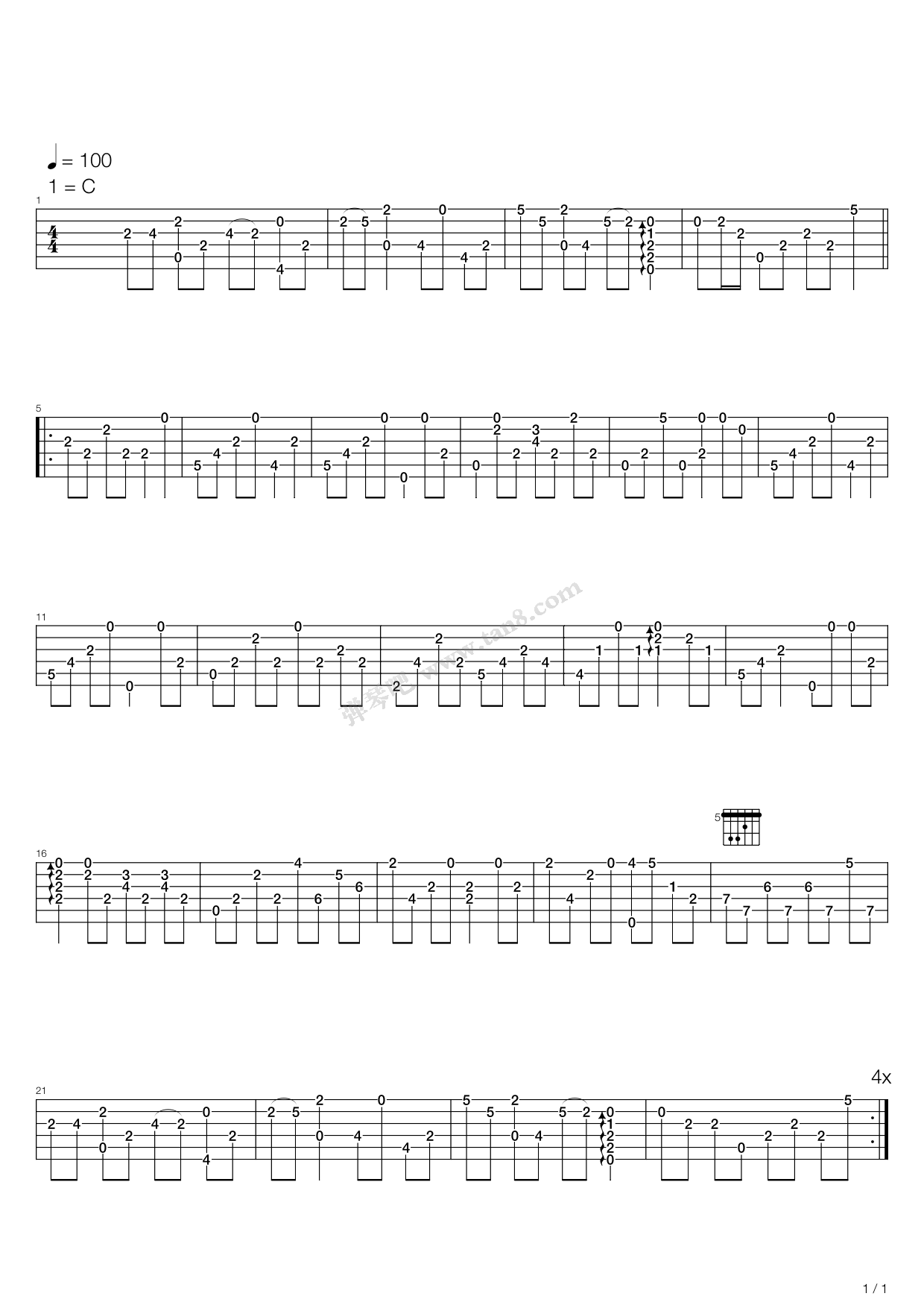 《Down by the salley garden》吉他谱-C大调音乐网