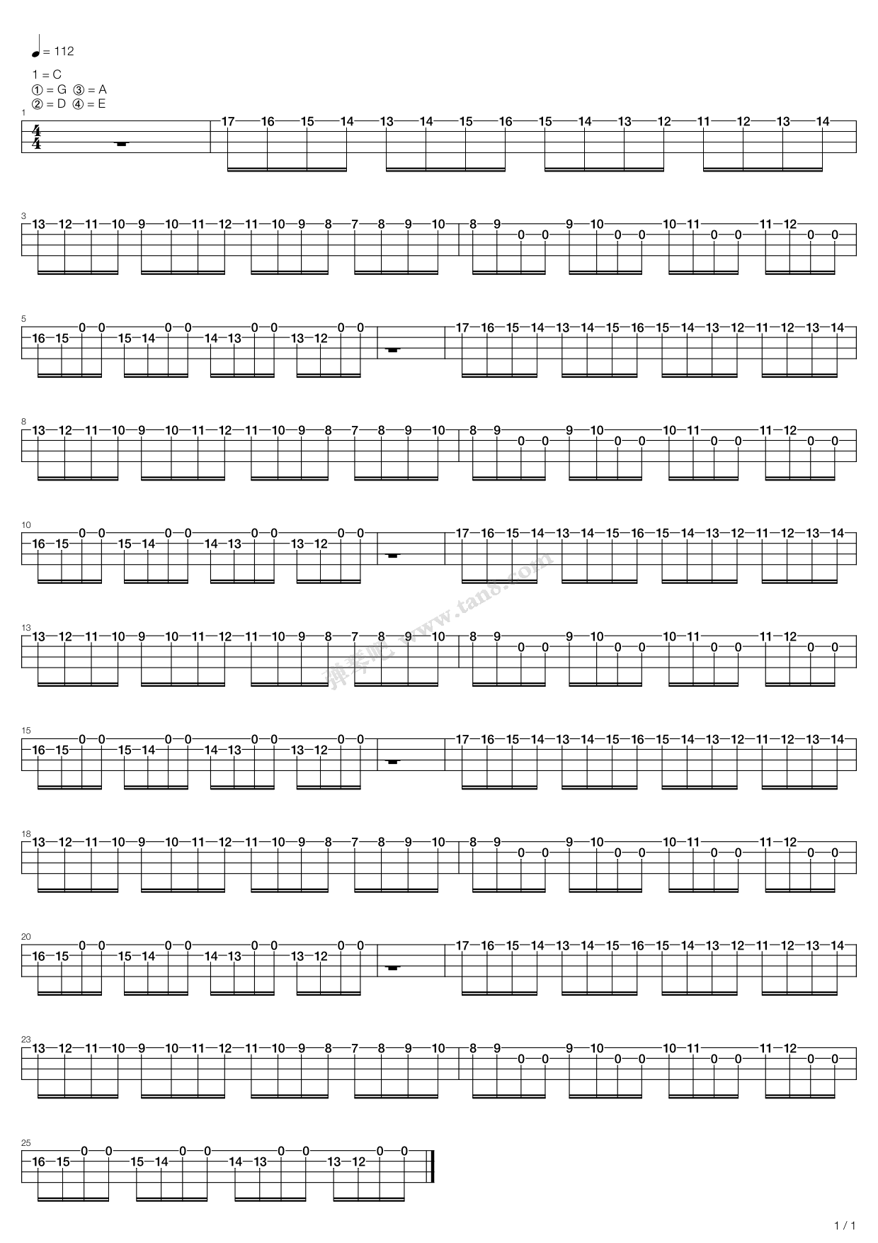 《地狱贝斯：第一册第二章节 - 练习曲》吉他谱-C大调音乐网