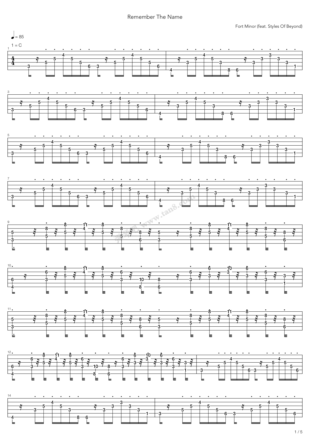 《Remember The Name》吉他谱-C大调音乐网