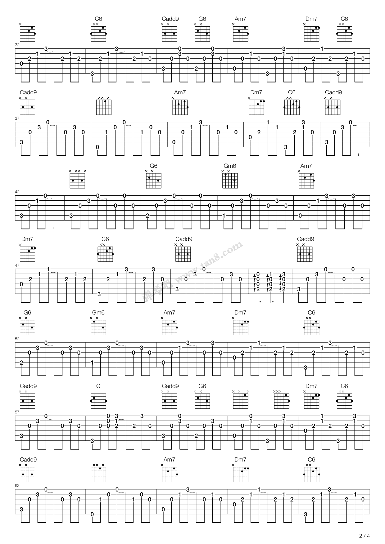 《爱我别走》吉他谱-C大调音乐网