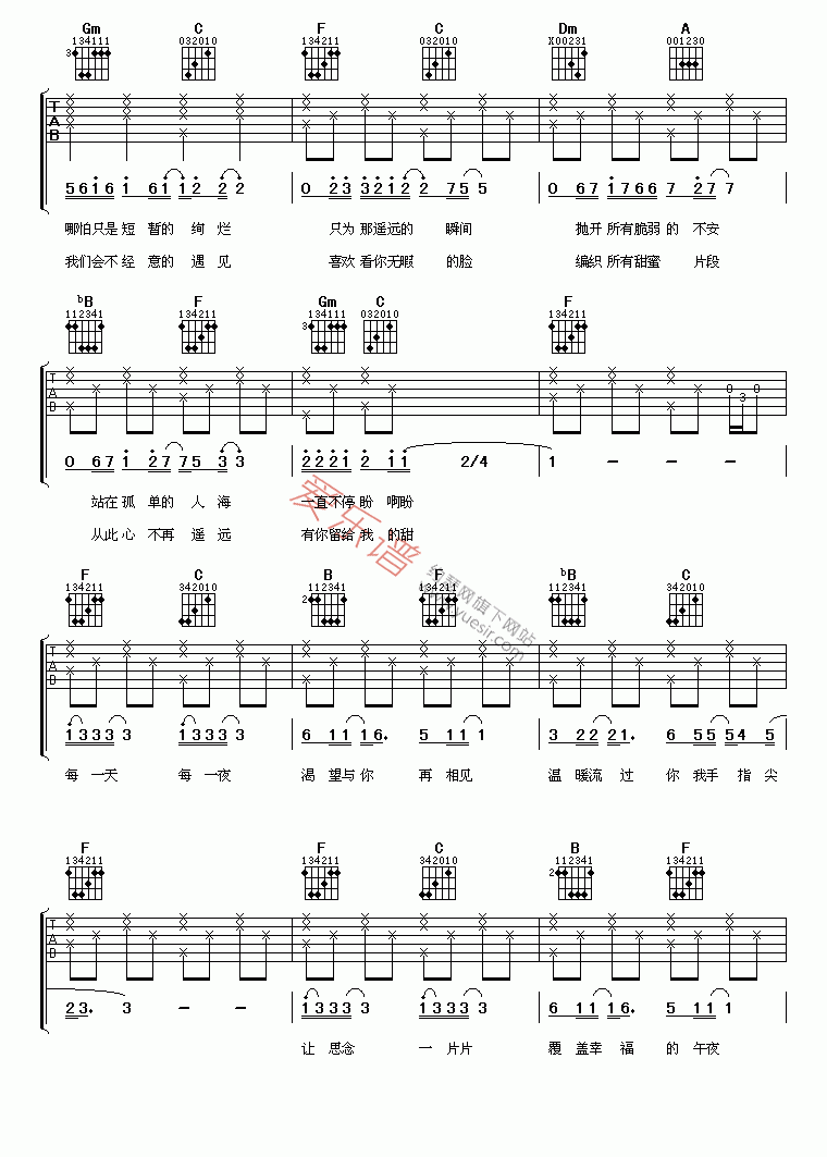 《俞灏明、简美妍《陷入爱里面》》吉他谱-C大调音乐网