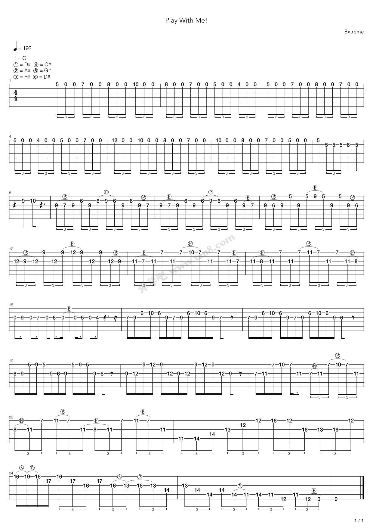 《Play With Me》吉他谱-C大调音乐网