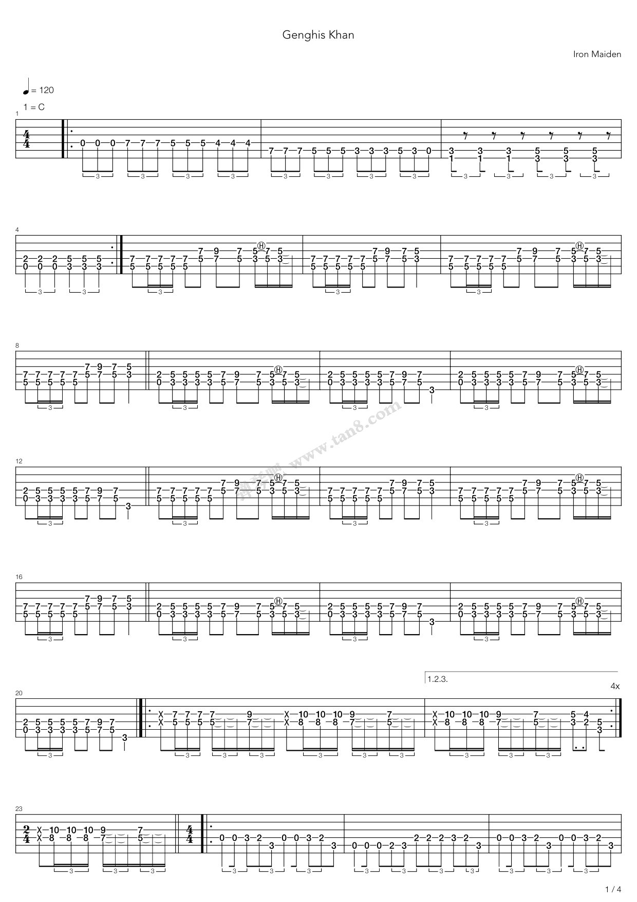 《Genghis Khan》吉他谱-C大调音乐网