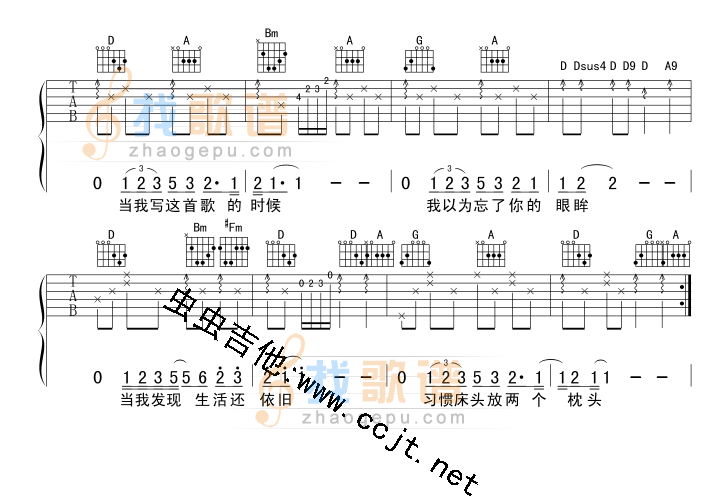 《当你说爱我的时候》吉他谱-C大调音乐网