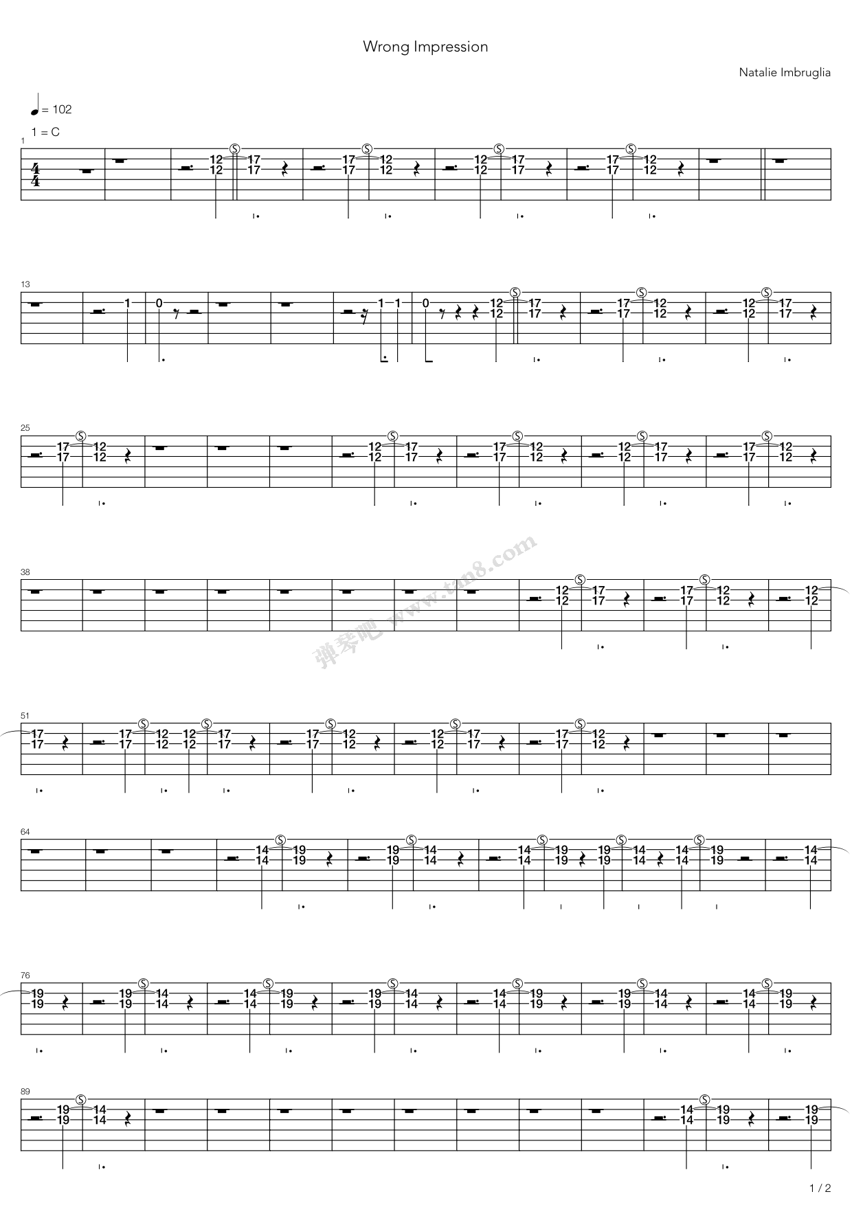 《Wrong Impression》吉他谱-C大调音乐网