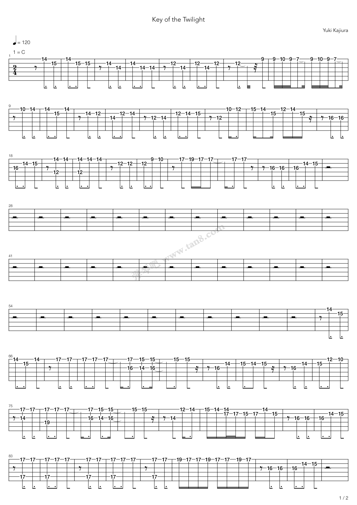 《Key Of The Twilight》吉他谱-C大调音乐网