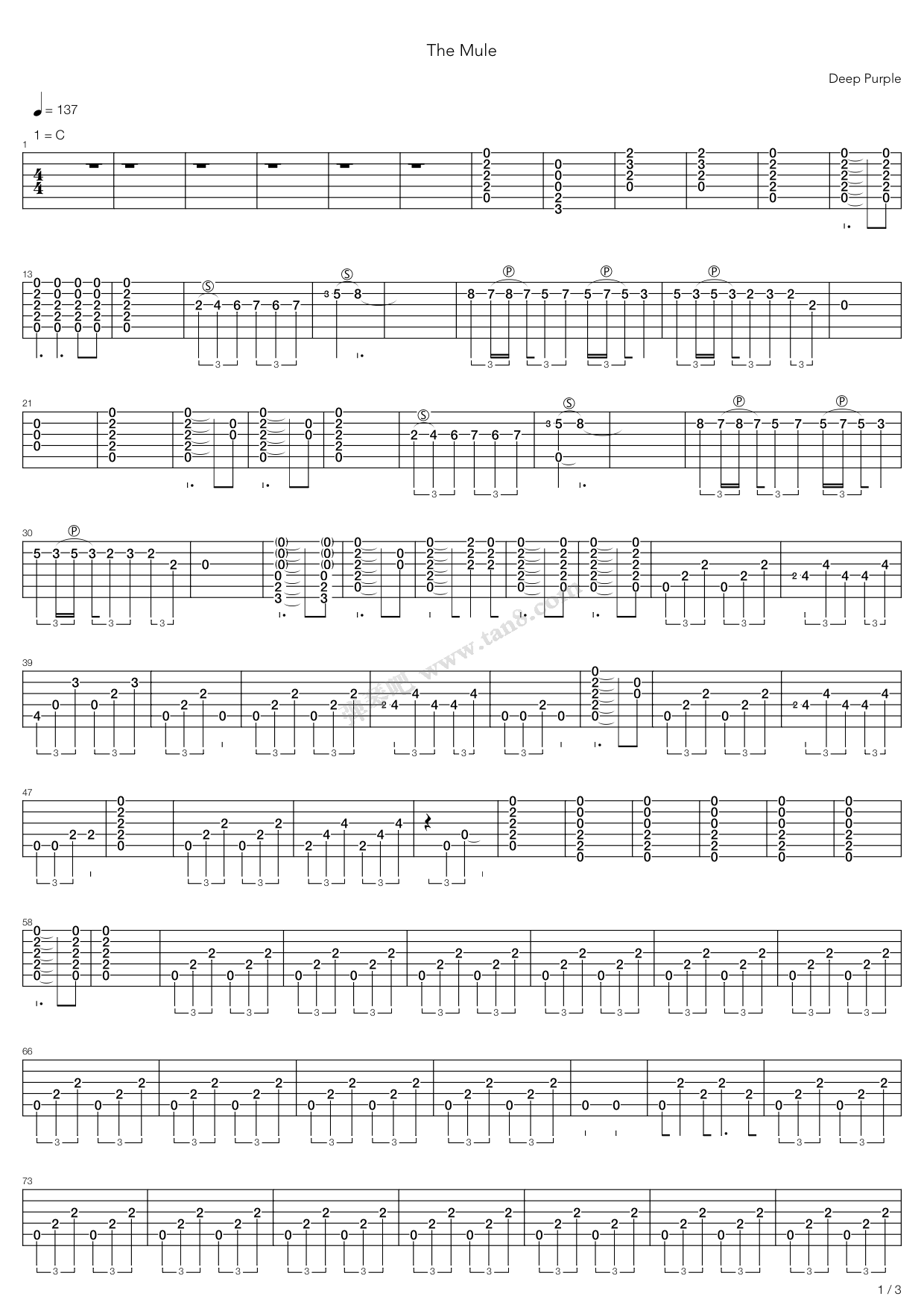 《The Mule》吉他谱-C大调音乐网