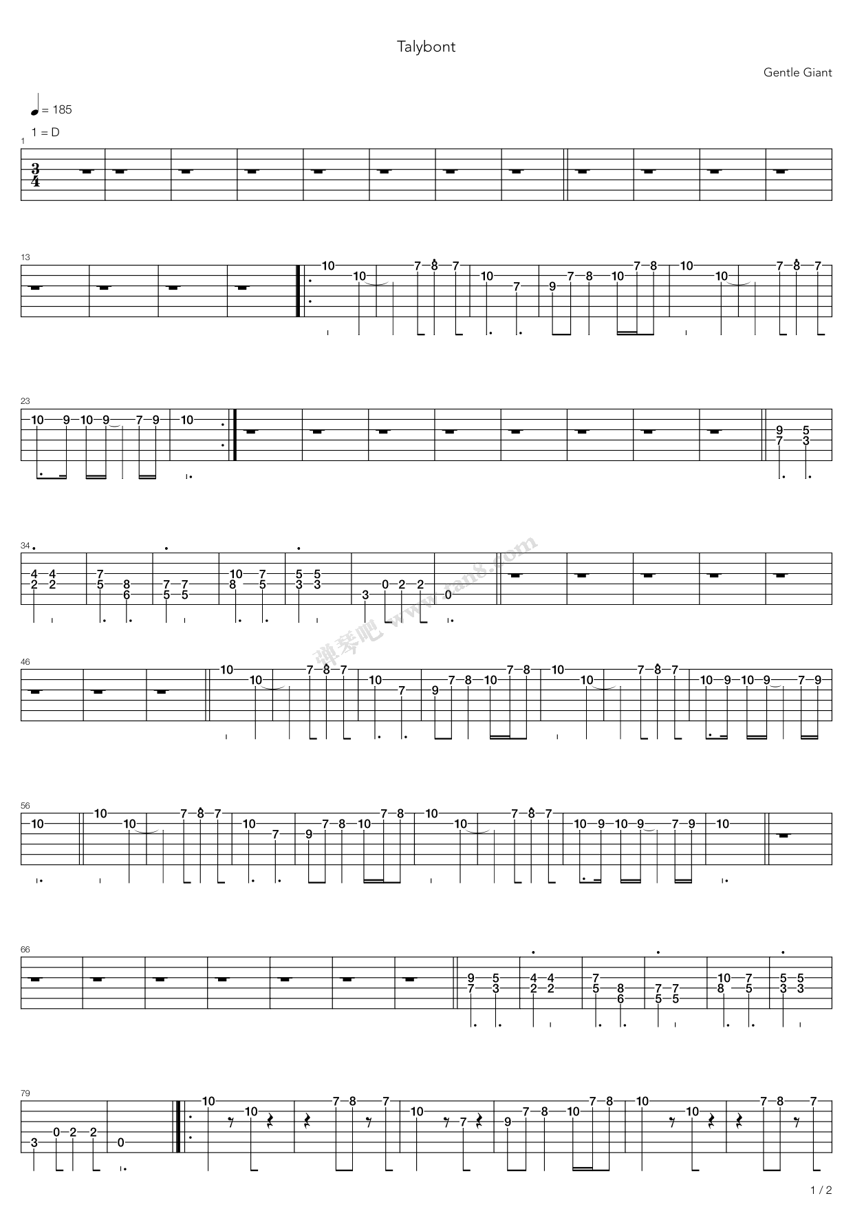 《Talybont》吉他谱-C大调音乐网