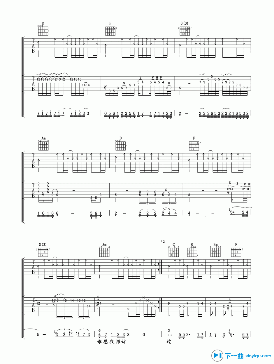 《谁伴我闯荡吉他谱（六线谱）C调_Beyond》吉他谱-C大调音乐网