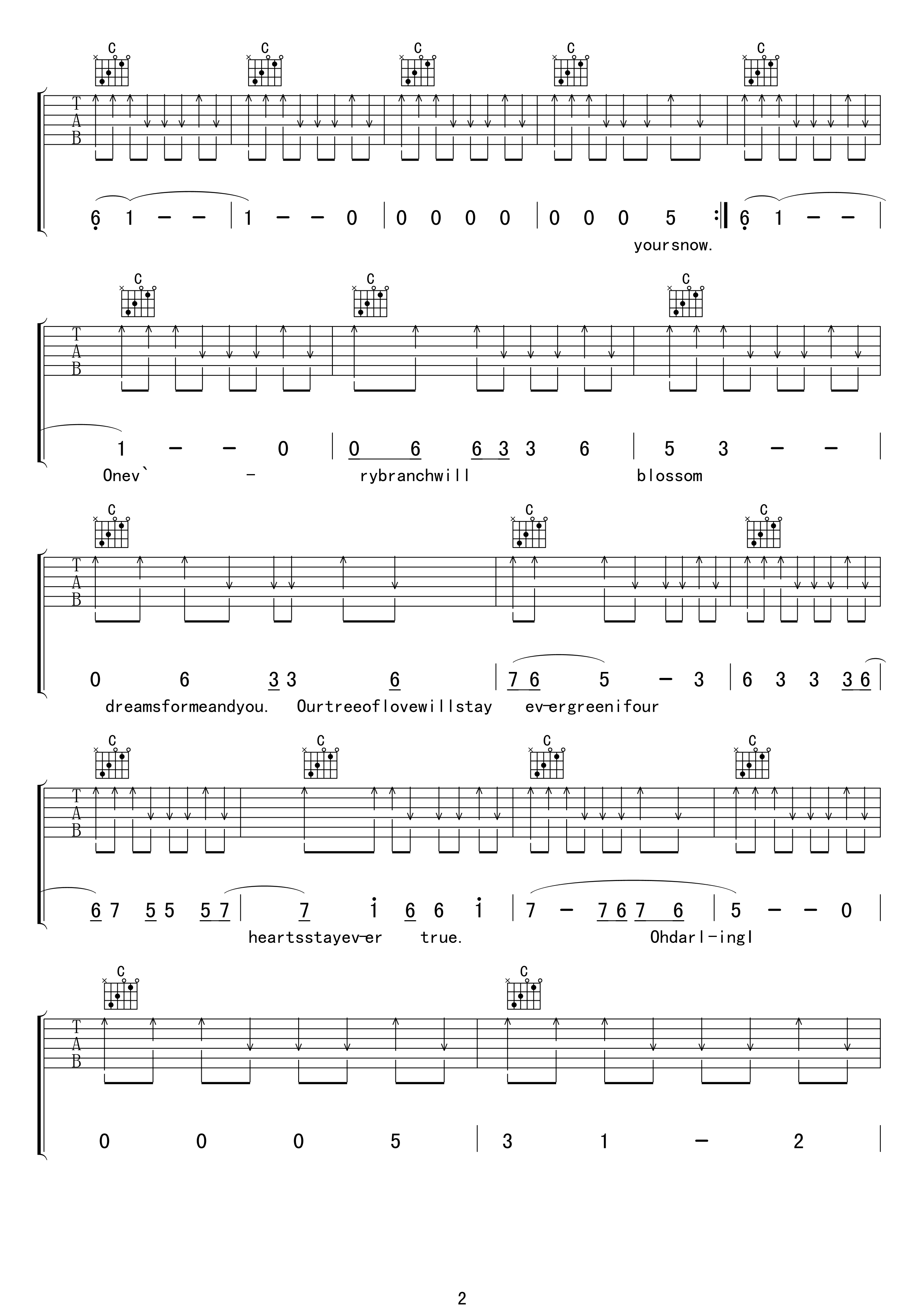 cliff richard Evergreen Tree吉他谱-C大调音乐网