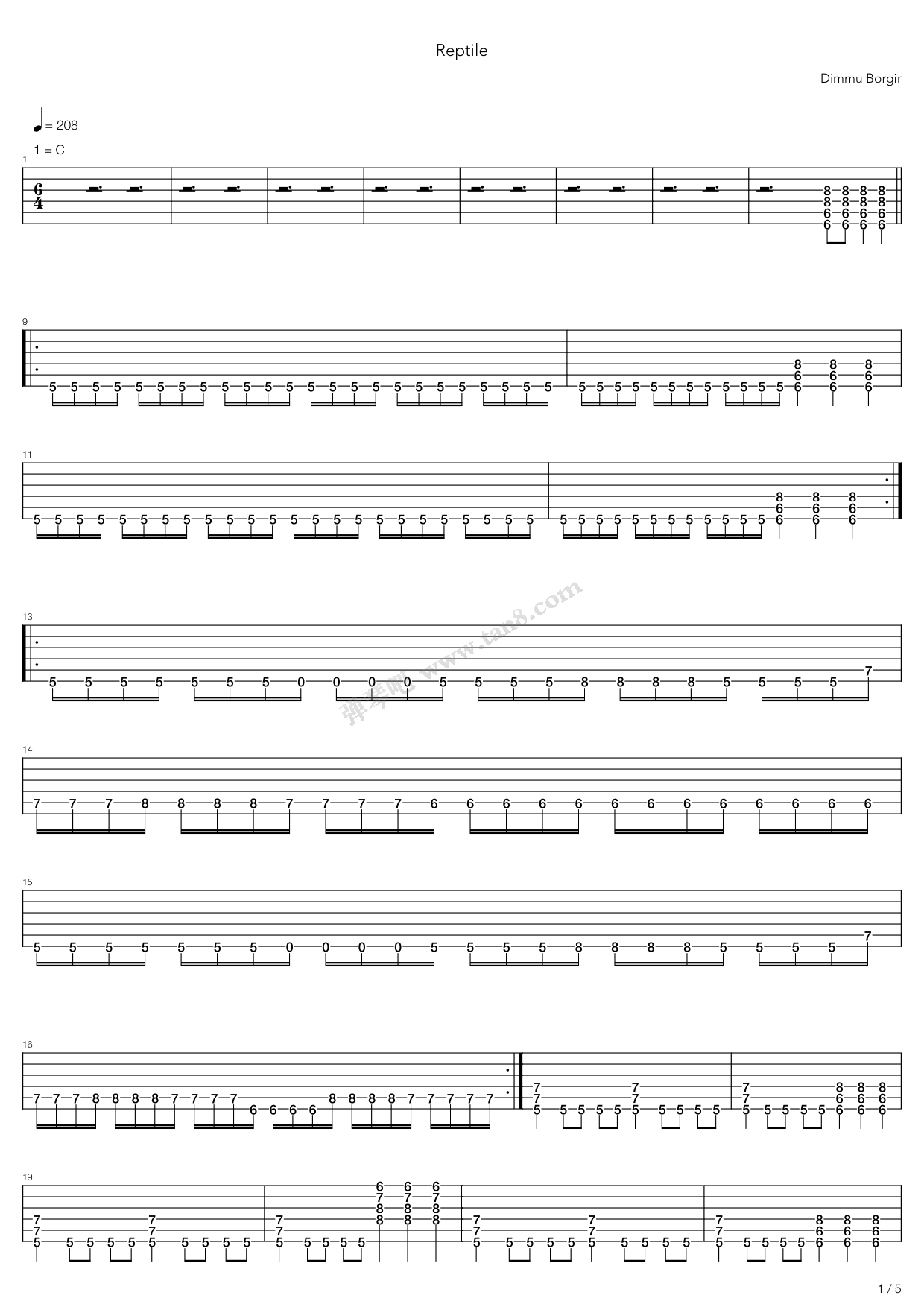 《Reptile》吉他谱-C大调音乐网
