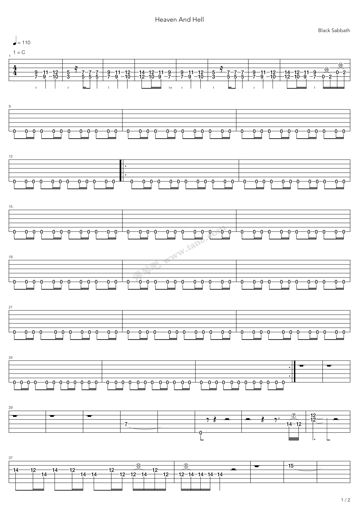 《Heaven And Hell》吉他谱-C大调音乐网