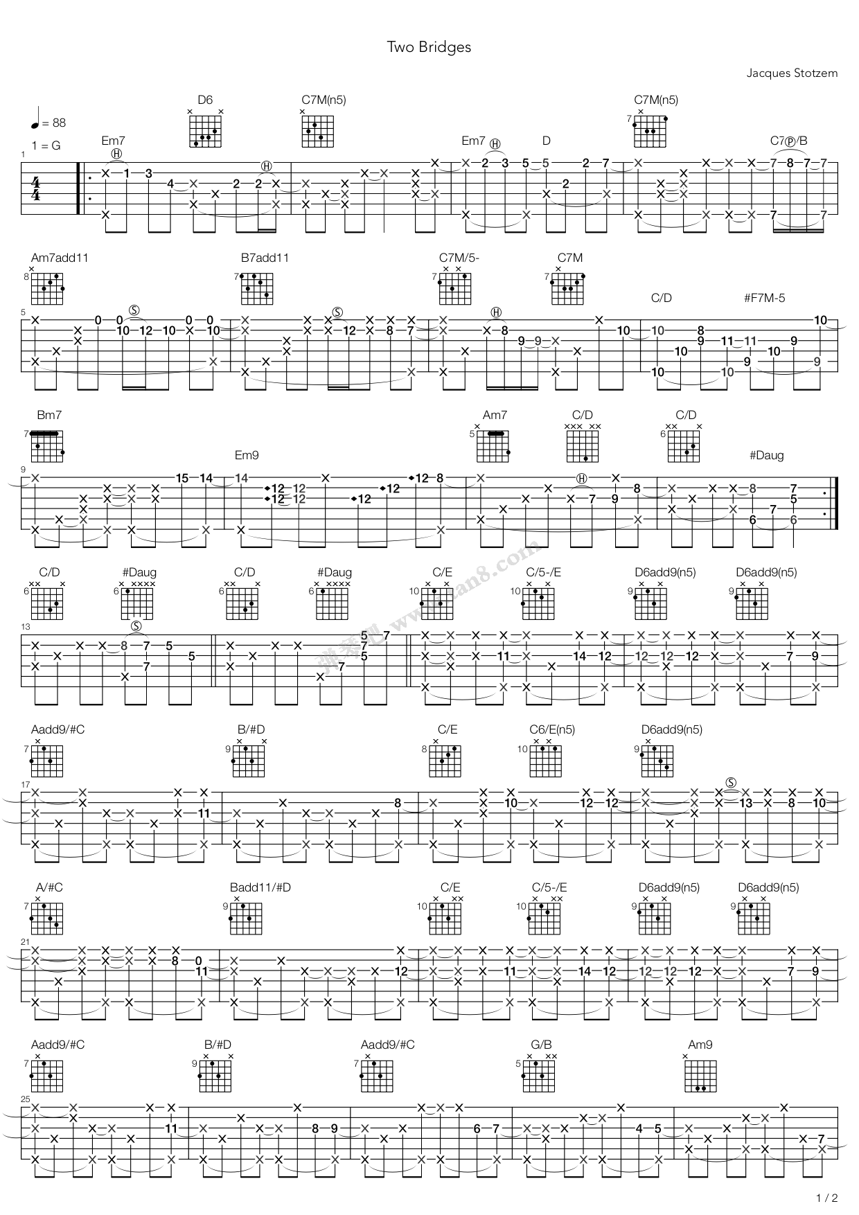 《Two Bridges》吉他谱-C大调音乐网