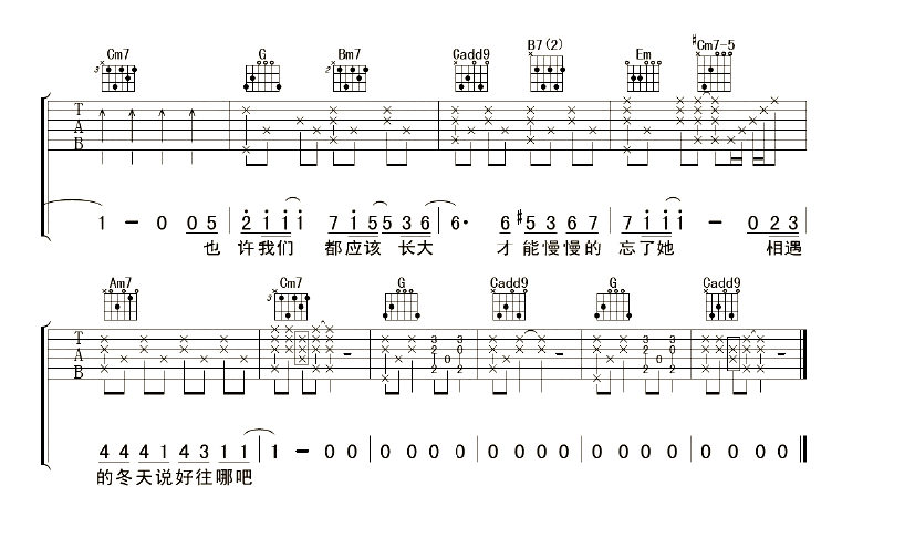 《长大》吉他谱-C大调音乐网