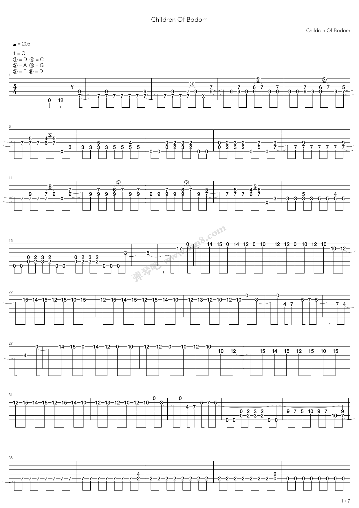 《Children Of Bodom》吉他谱-C大调音乐网