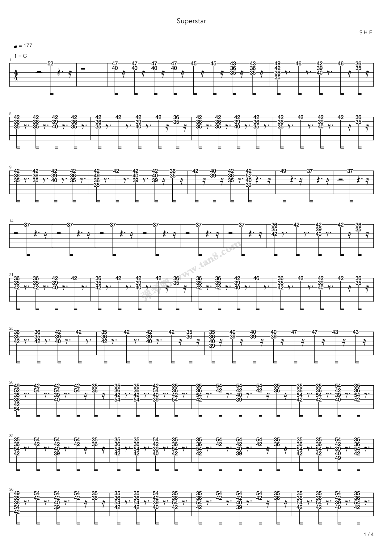 《Super Star》吉他谱-C大调音乐网
