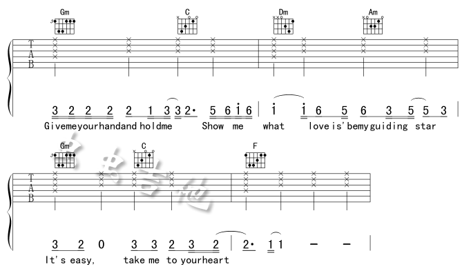《Take me to your heart（吻别)》吉他谱-C大调音乐网
