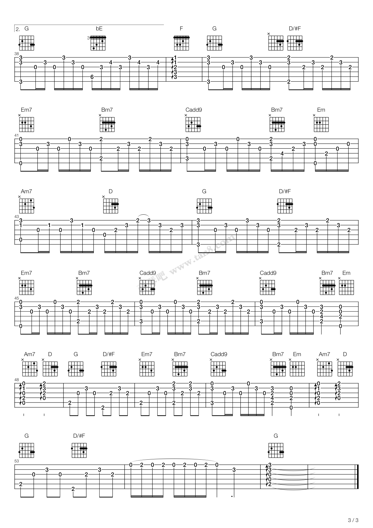 《记得》吉他谱-C大调音乐网