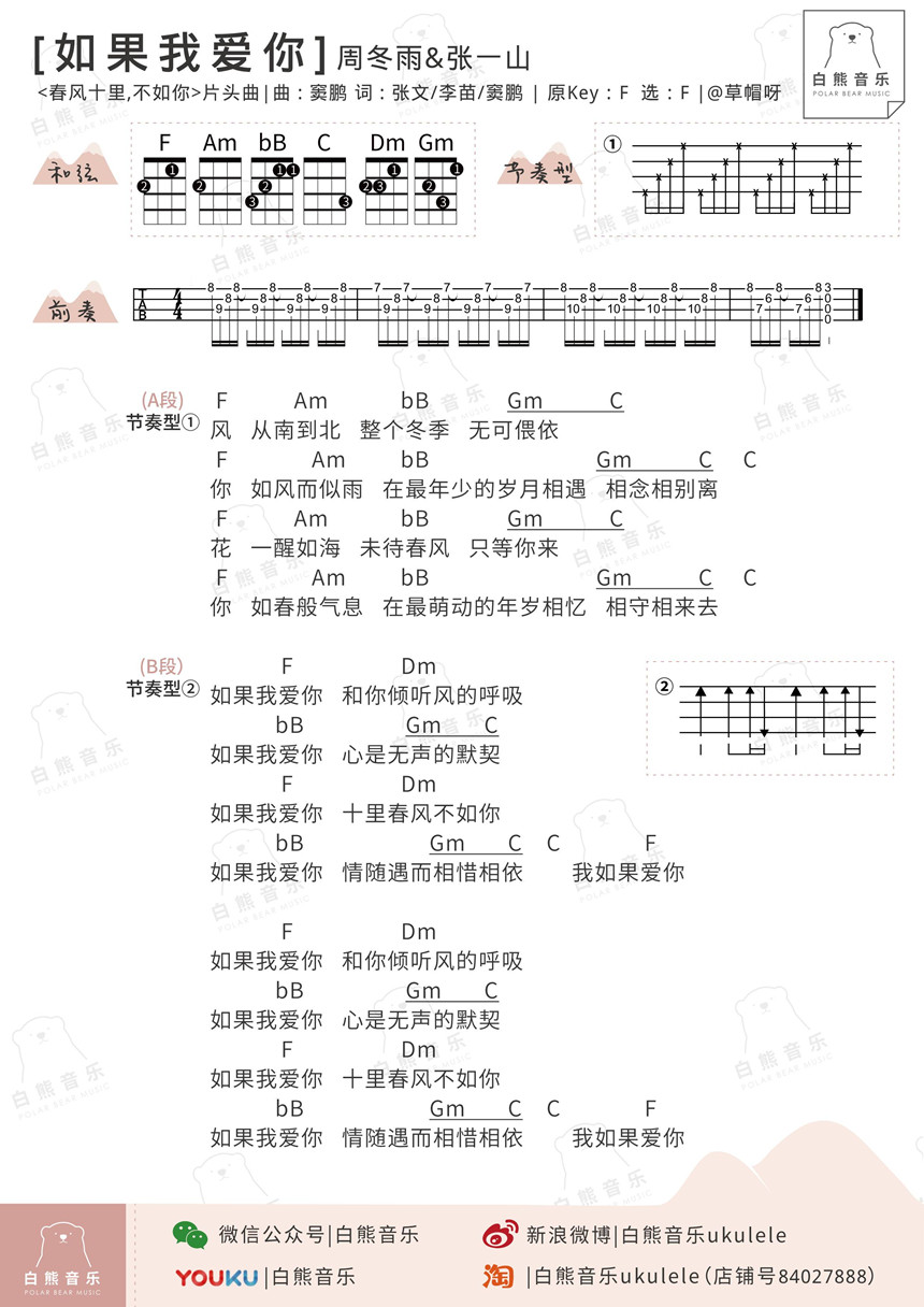 《如果我爱你》吉他谱-C大调音乐网