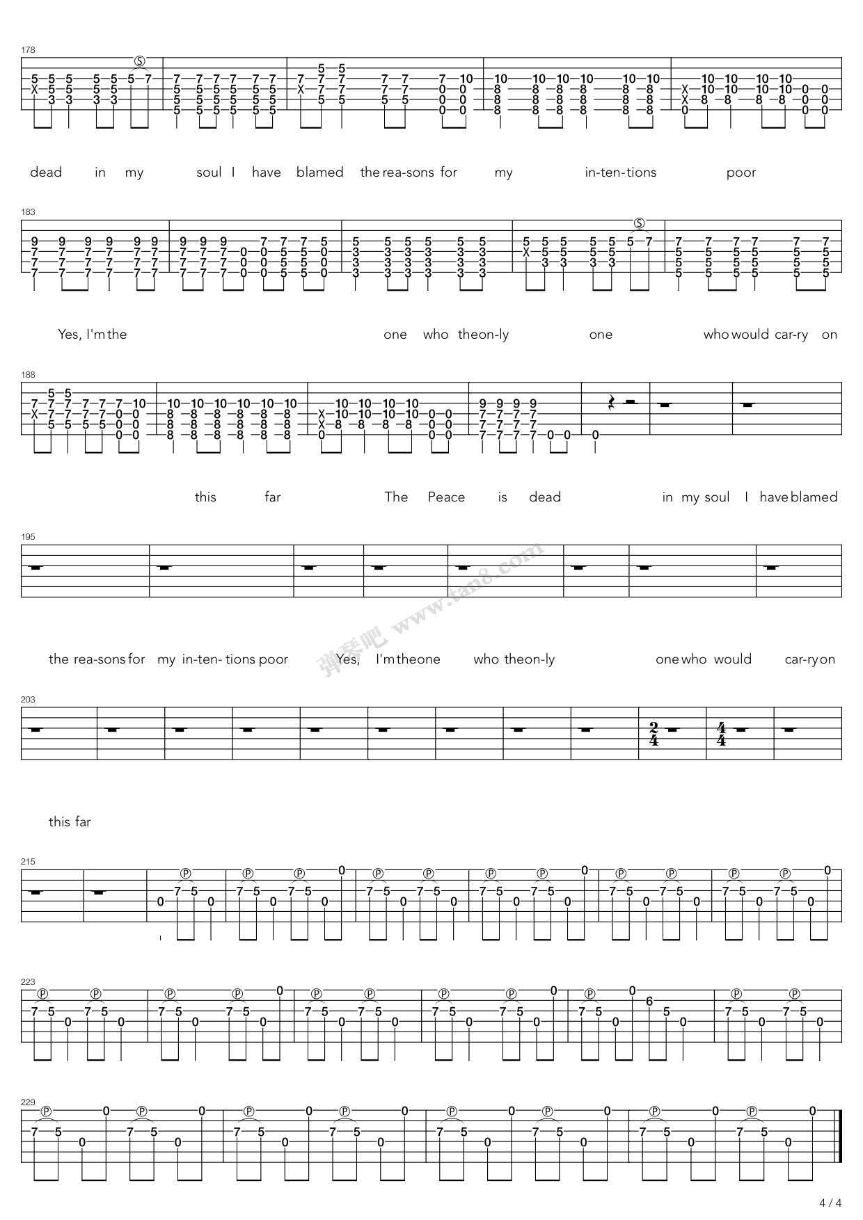 《Torn》吉他谱-C大调音乐网