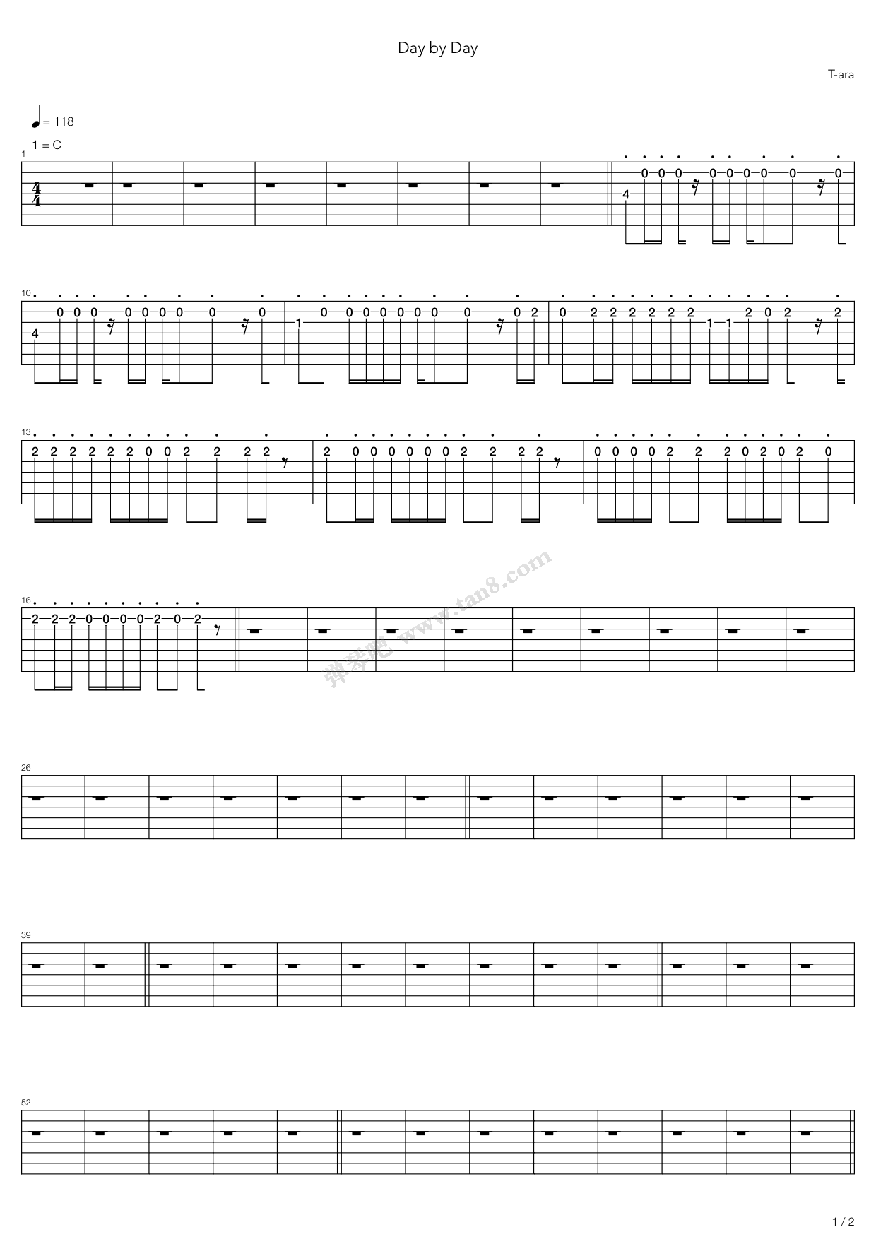 《Day By Day》吉他谱-C大调音乐网