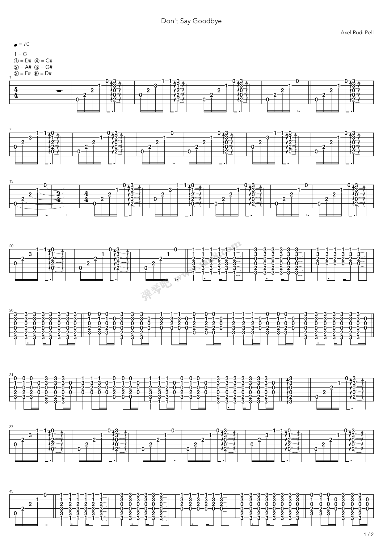 《Dont Say Goodbye》吉他谱-C大调音乐网