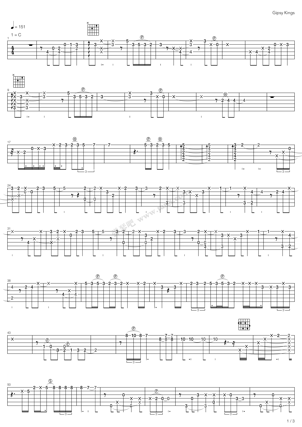 《Love And Liberté》吉他谱-C大调音乐网