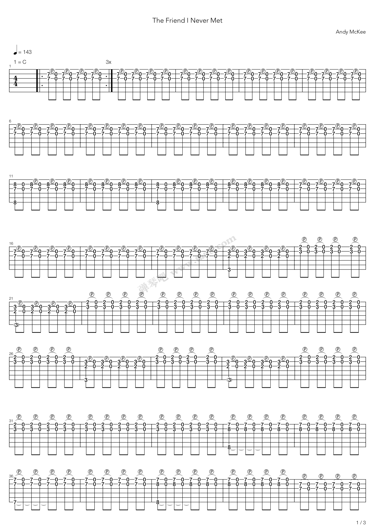 《The Friend I Never Met》吉他谱-C大调音乐网