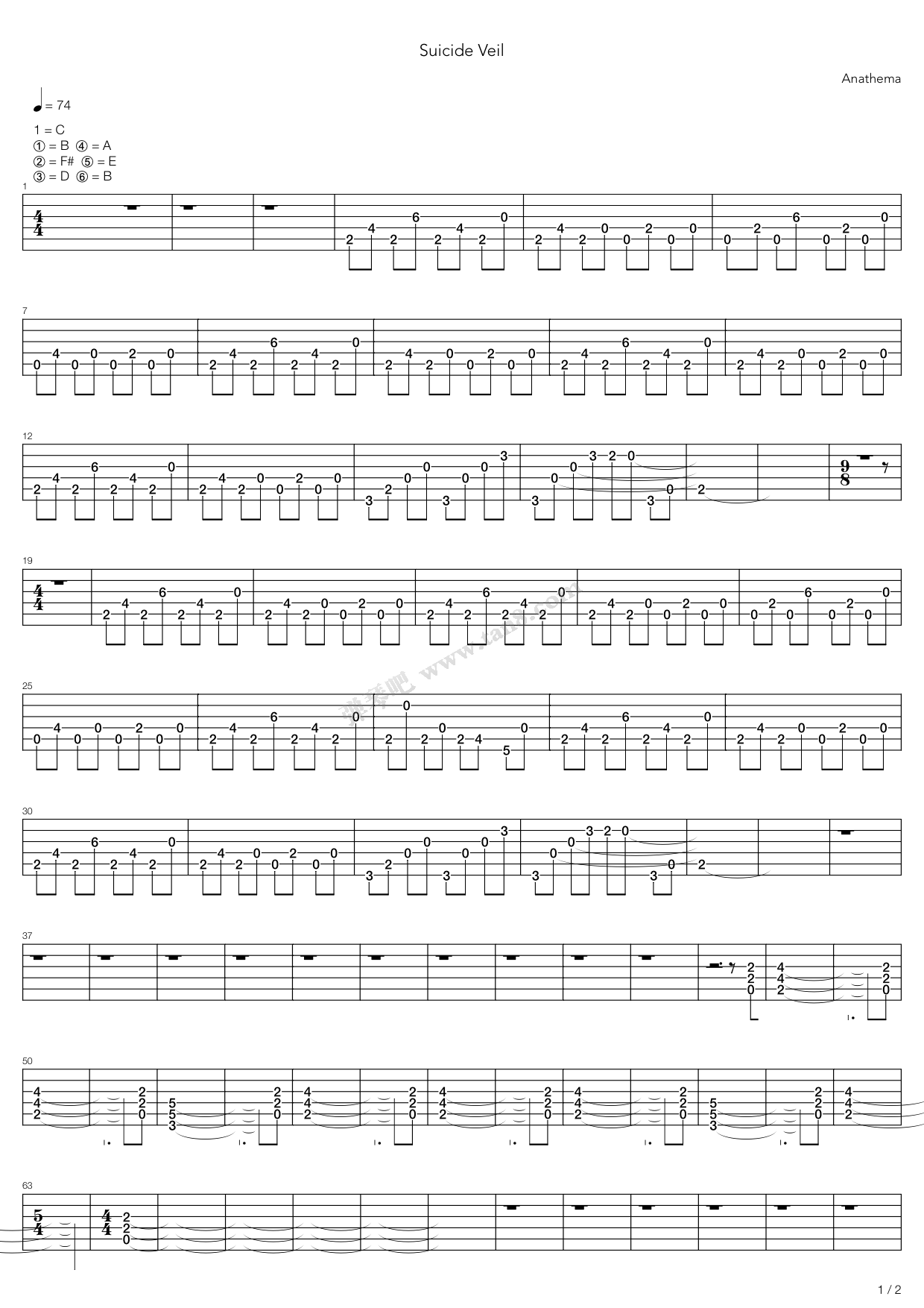 《Suicide Veil》吉他谱-C大调音乐网