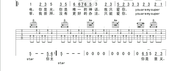 《super star吉他谱--S.H.E》吉他谱-C大调音乐网