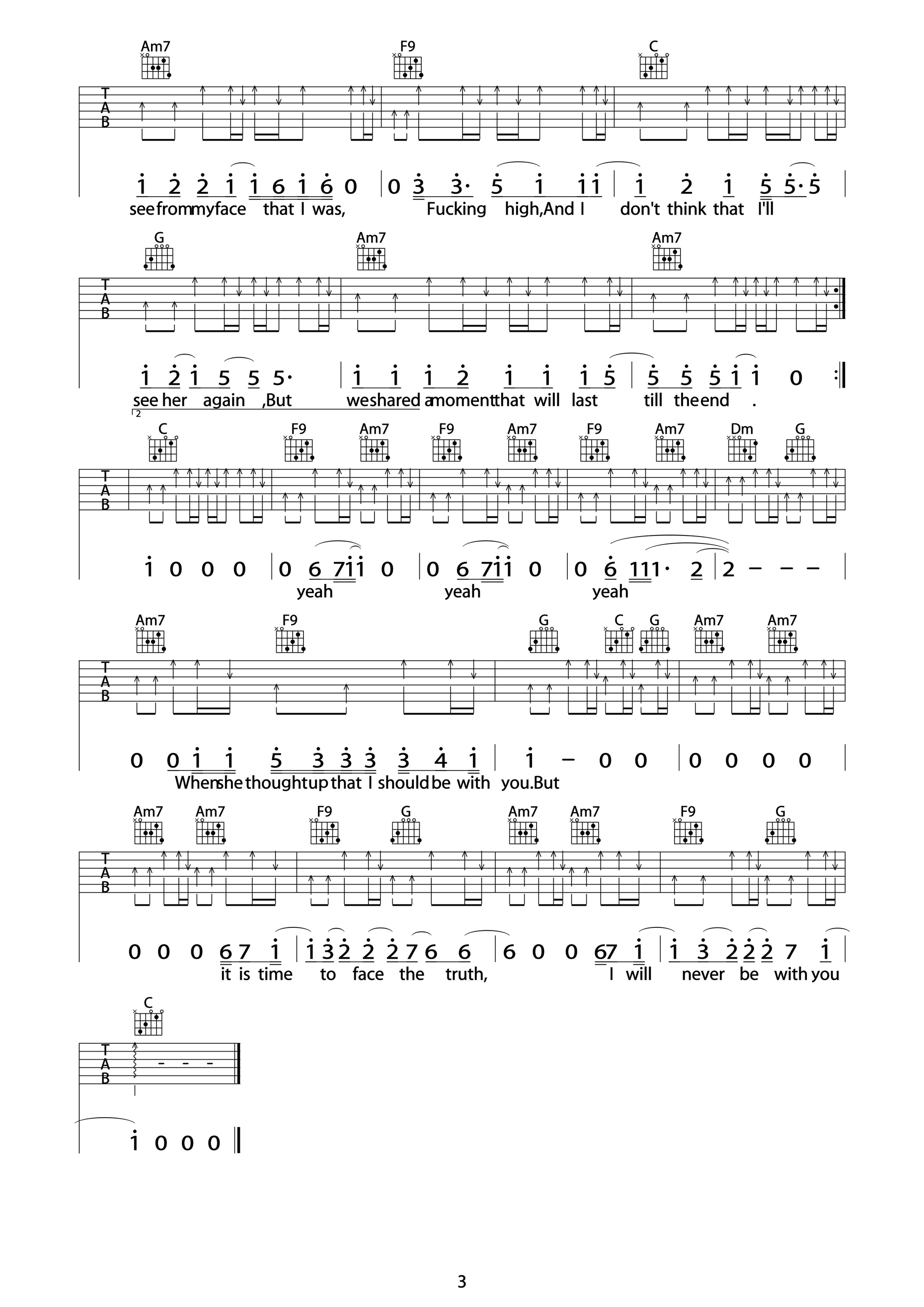 You Are Beautiful吉他谱 james blunt C调高清弹唱谱扫弦版-C大调音乐网