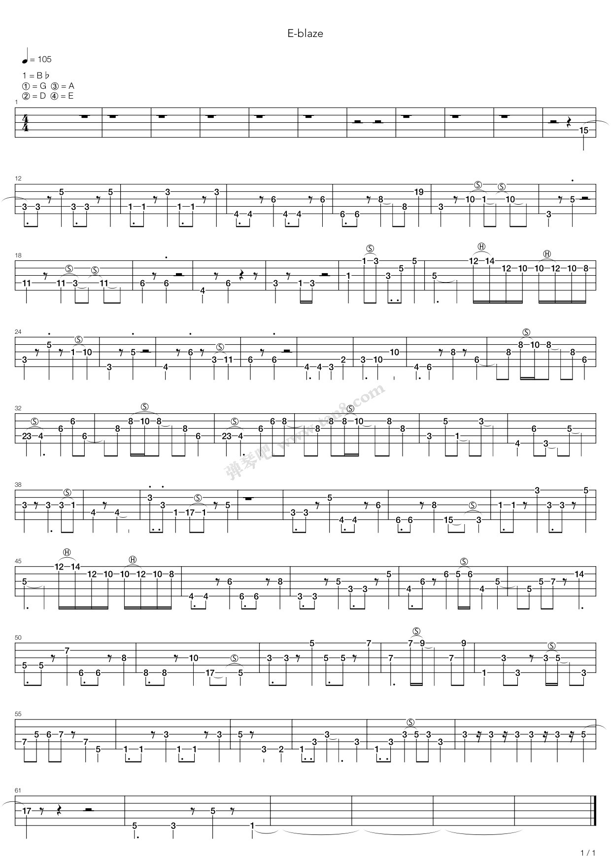 《E-blaze》吉他谱-C大调音乐网