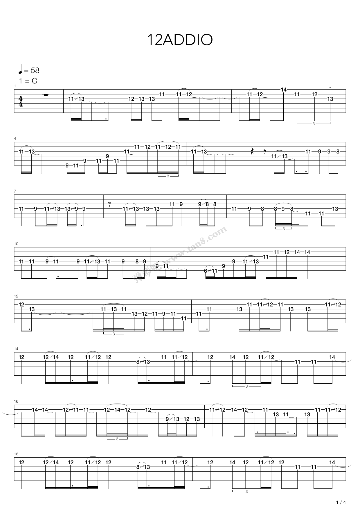 《12ADDIO》吉他谱-C大调音乐网