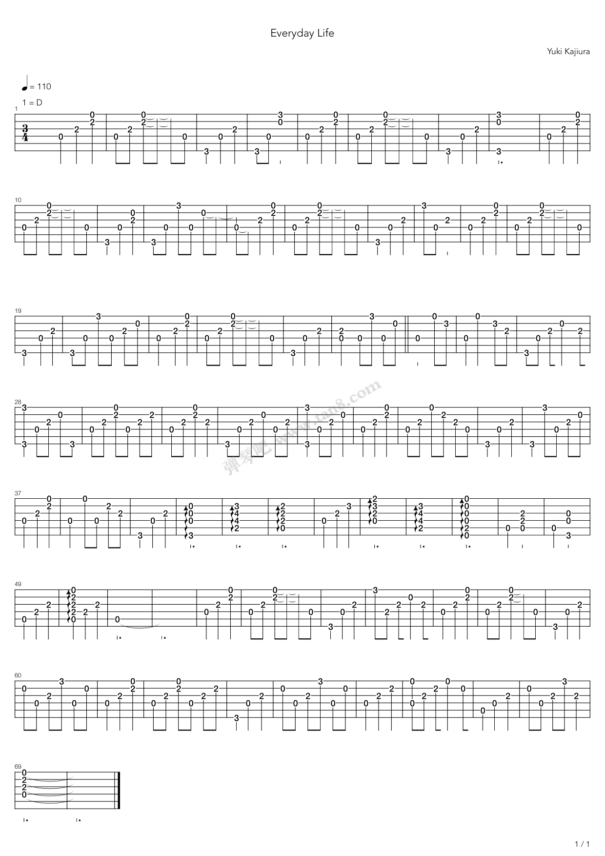 《Everyday Life》吉他谱-C大调音乐网